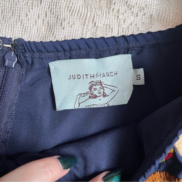 Judith March embroidered bell sleeve ruffle mini dress - Picture 3 of 11